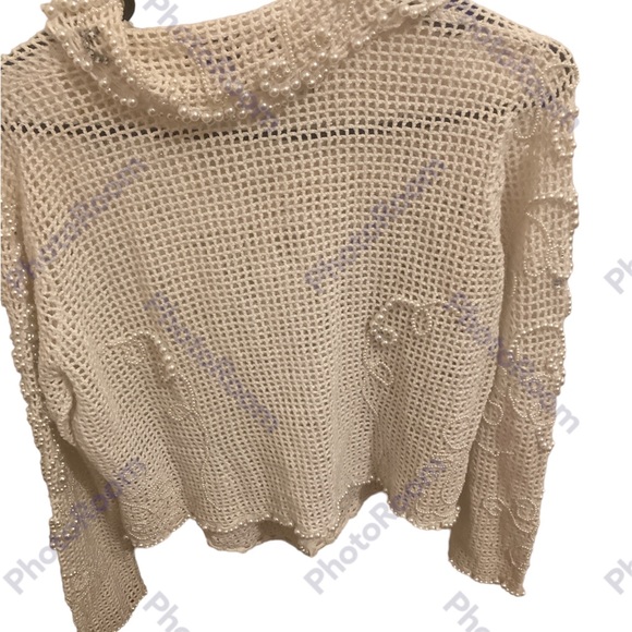Vintage Michael Simon crochet embellished top - Picture 3 of 5